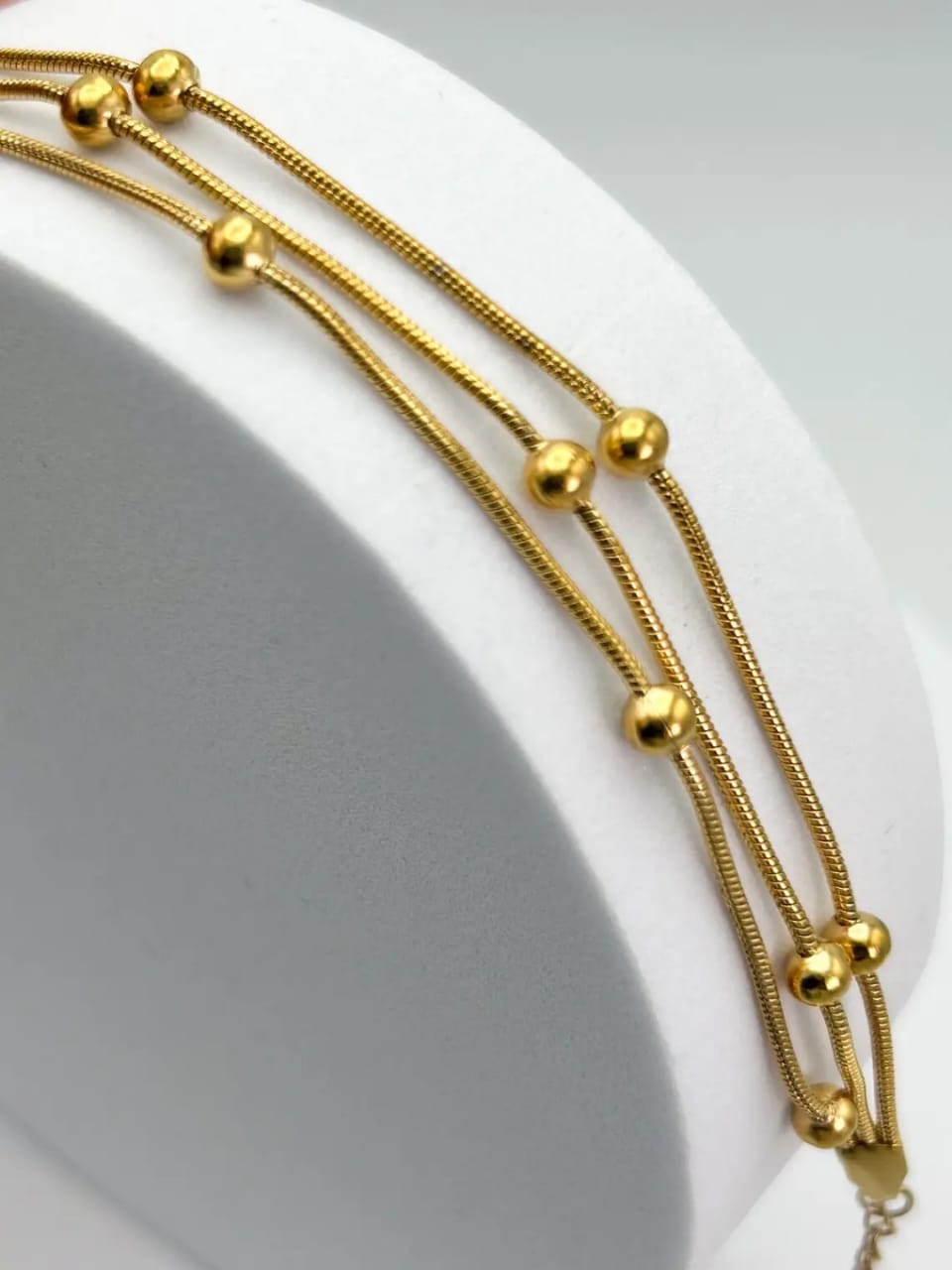 Triple Layer Beaded Bracelet – Elegant Minimal Gold Design