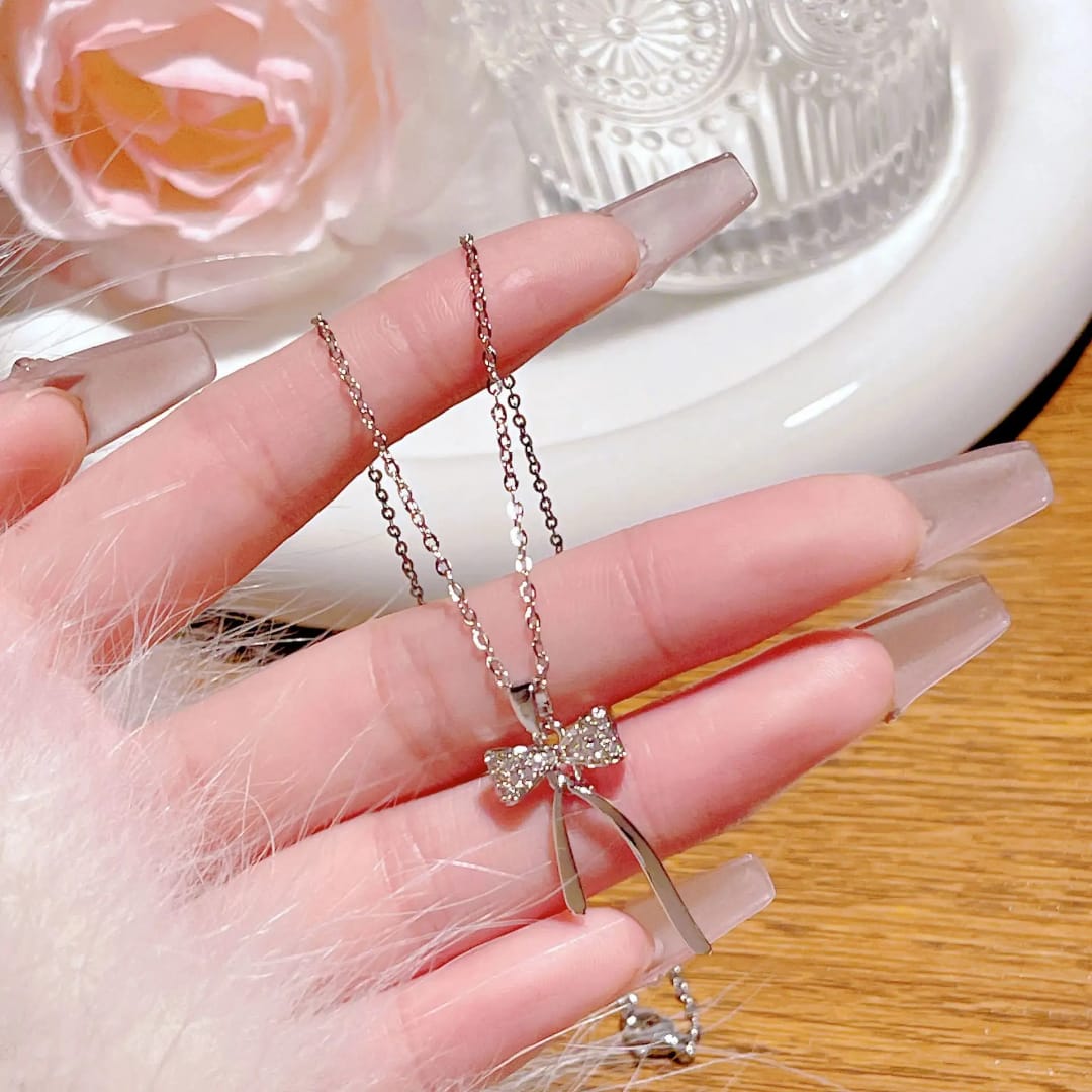 Elegant Ribbon Pendant Necklace β Minimalist Gold Charm Jewelry