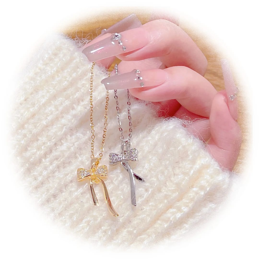 Elegant Ribbon Pendant Necklace β Minimalist Gold Charm Jewelry