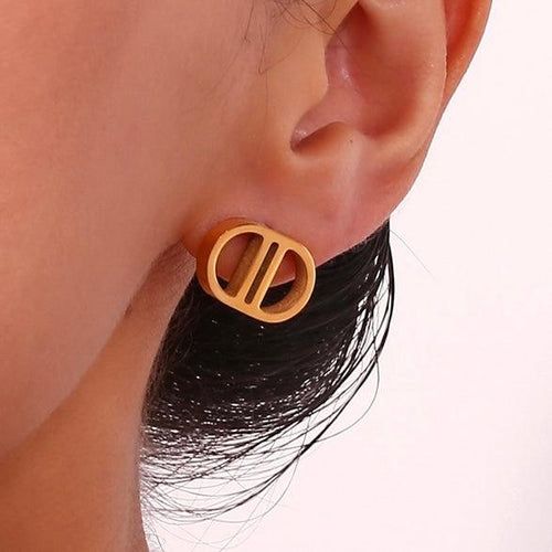 Elegant Designer-Inspired Golden Stud Earrings