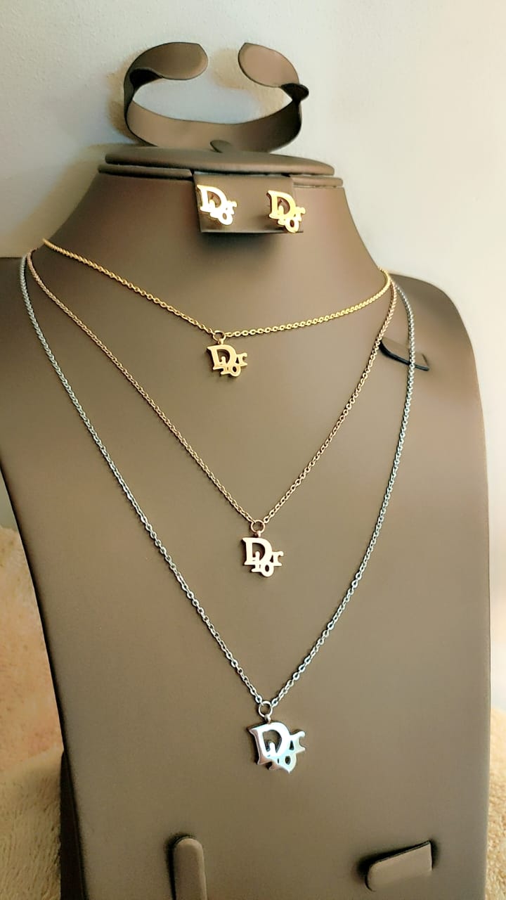 Luxury-Inspired “Letter Charm” Jewelry Set – Necklace & Earrings