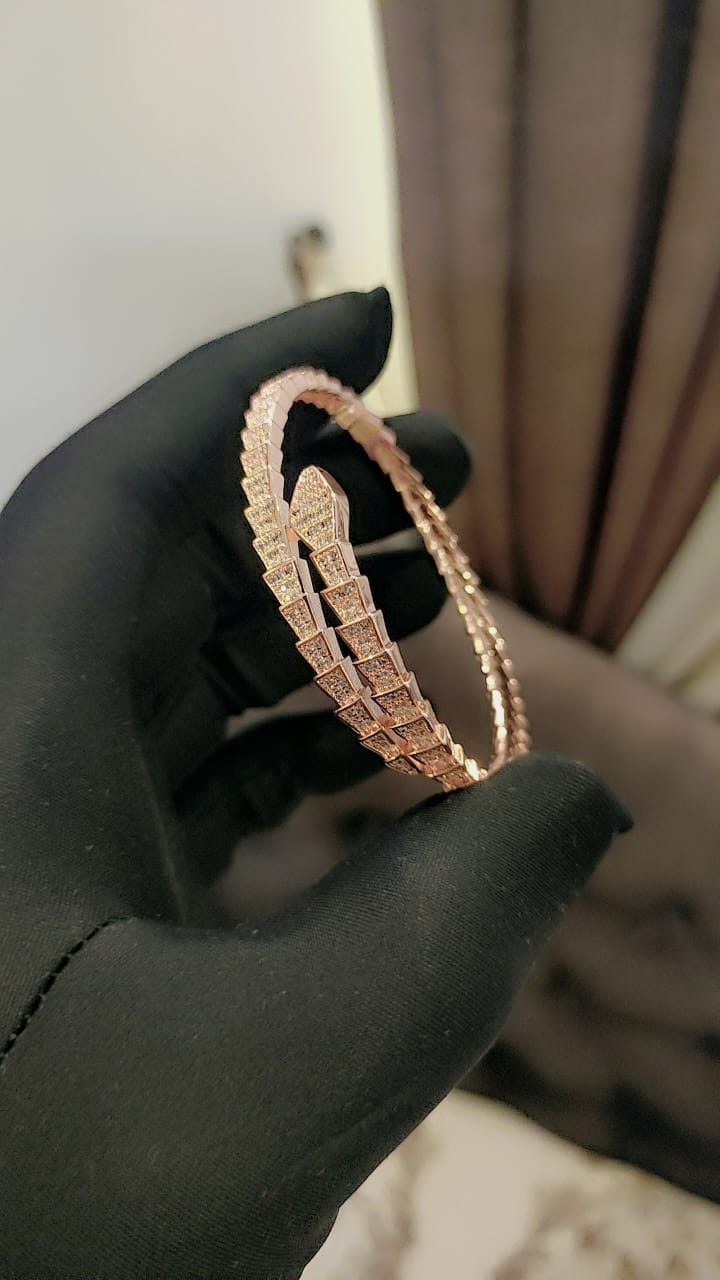 Serpent Shine Bracelet β Rose Gold Elegance