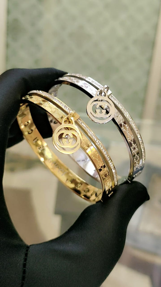 Luxury Charm Link Bracelet - Dual Tone Bangle
