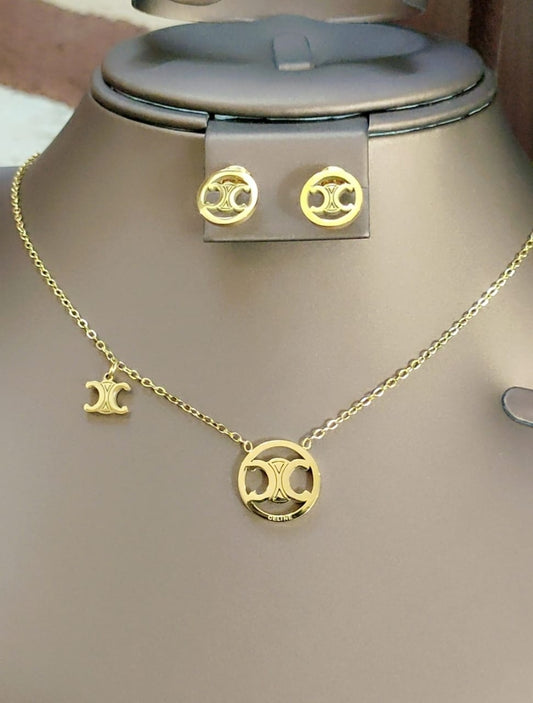 Designer-Inspired Golden Jewelry Set – Necklace & Earrings | Everyday Glam