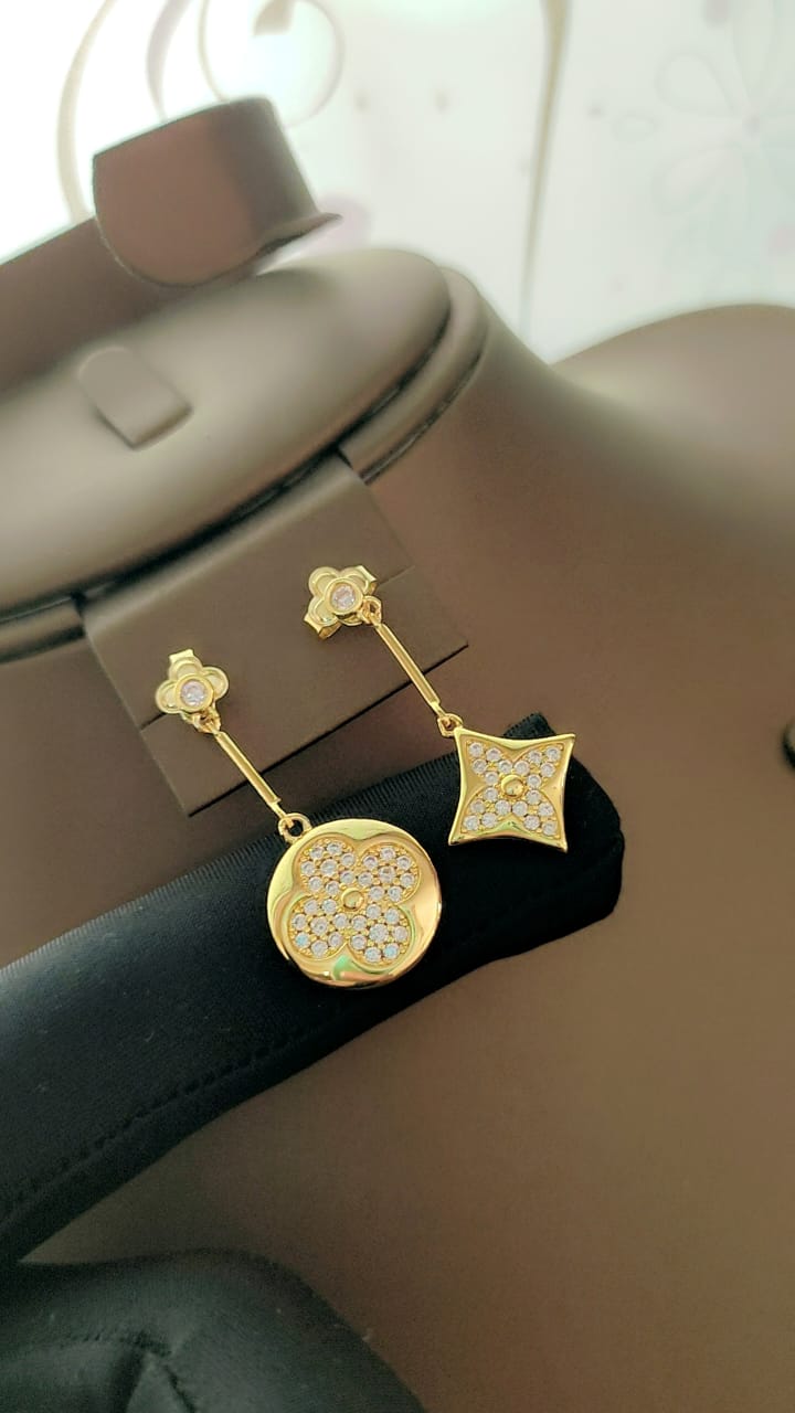 Luxury-Inspired Floral Emblem Earrings – Gold Plated | Tarnish-Free