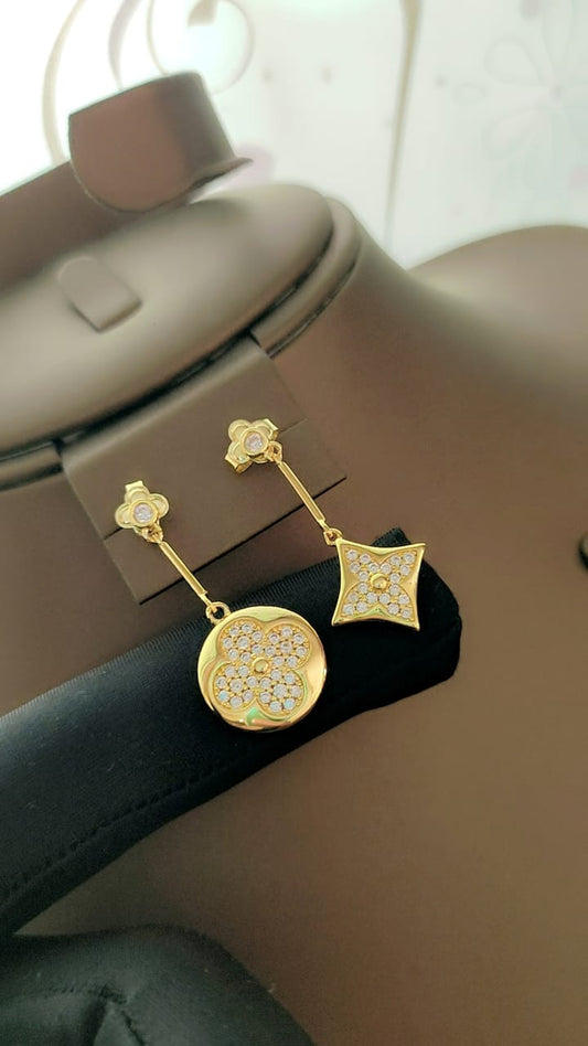 Luxury-Inspired Floral Emblem Earrings – Gold Plated | Tarnish-Free