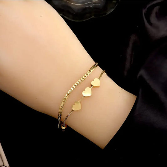 Triple Heart Bracelet – Everyday Shine | Stainless Steel