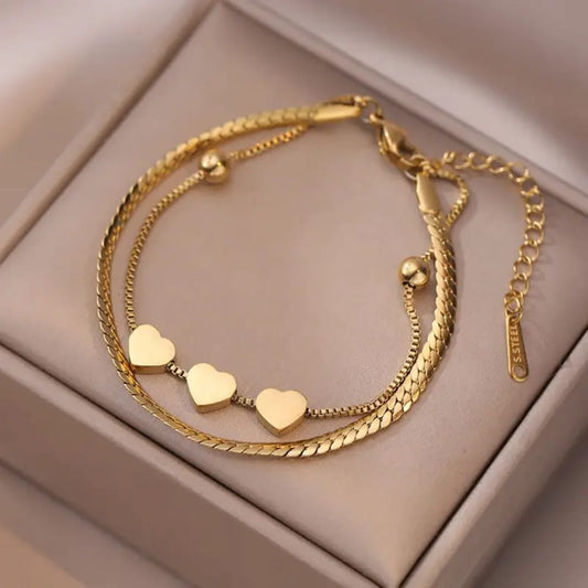 Triple Heart Bracelet – Everyday Shine | Stainless Steel