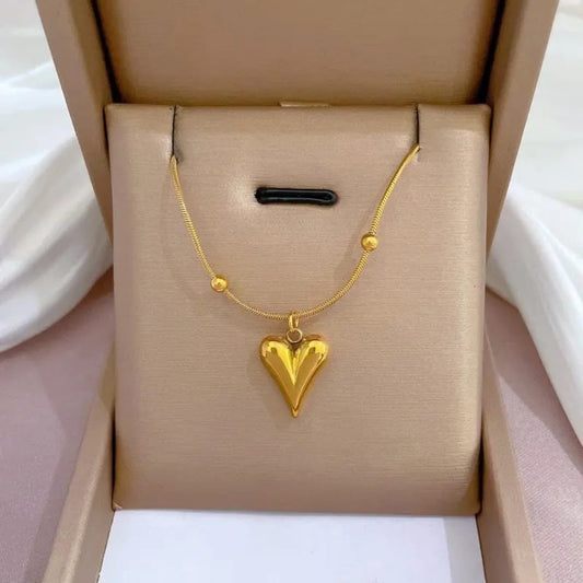 Heart Chain Necklace – Gold & Silver Minimalist Love