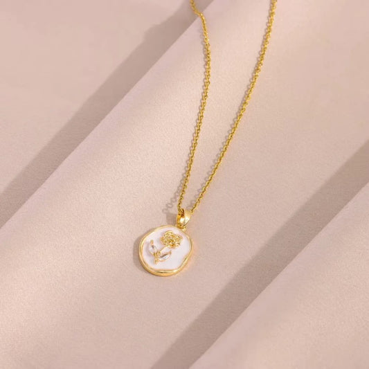 Vintage Rose Pendant Necklace – Gold & Silver Wax Seal Style