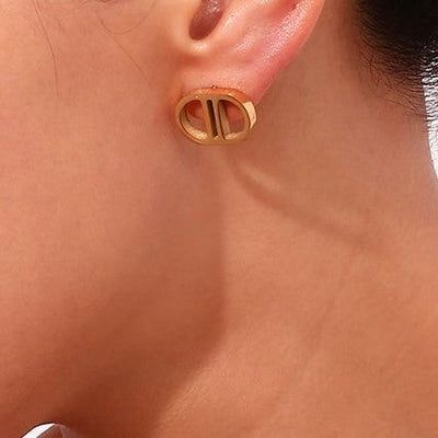 Elegant Designer-Inspired Golden Stud Earrings