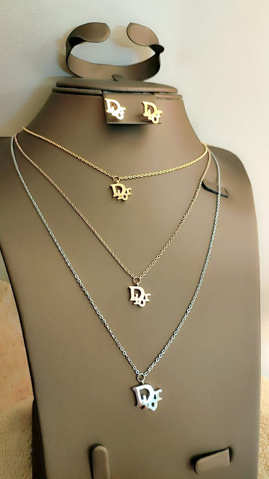Luxury-Inspired “Letter Charm” Jewelry Set – Necklace & Earrings