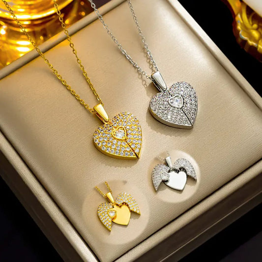Heart Wings Necklace – Gold & Silver Symbol of Love
