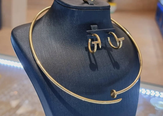 Nail Design Necklace & Earring Set – Bold & Minimalist Jewelry